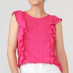 J. Crew NWT Linen Ruffle Front Tank